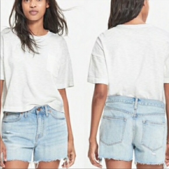 Madewell Denim Cutoff Frayed Edge Relaxed Fit High Rise Jean Boy Shorts - Picture 1 of 7